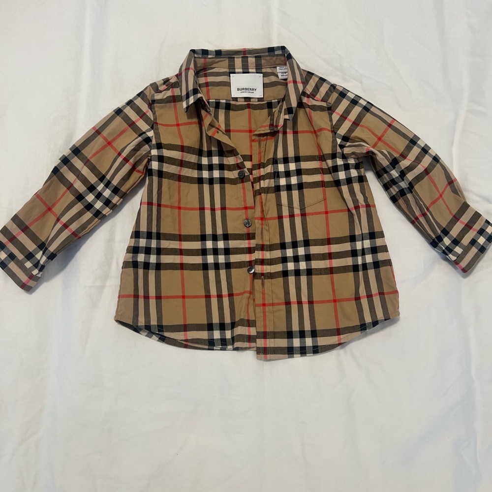 Burberry Tan Classic Check Button-Down Shirt for Kids